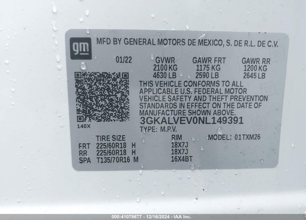 2022 GMC TERRAIN AWD SLT VIN: 3GKALVEV0NL149391
