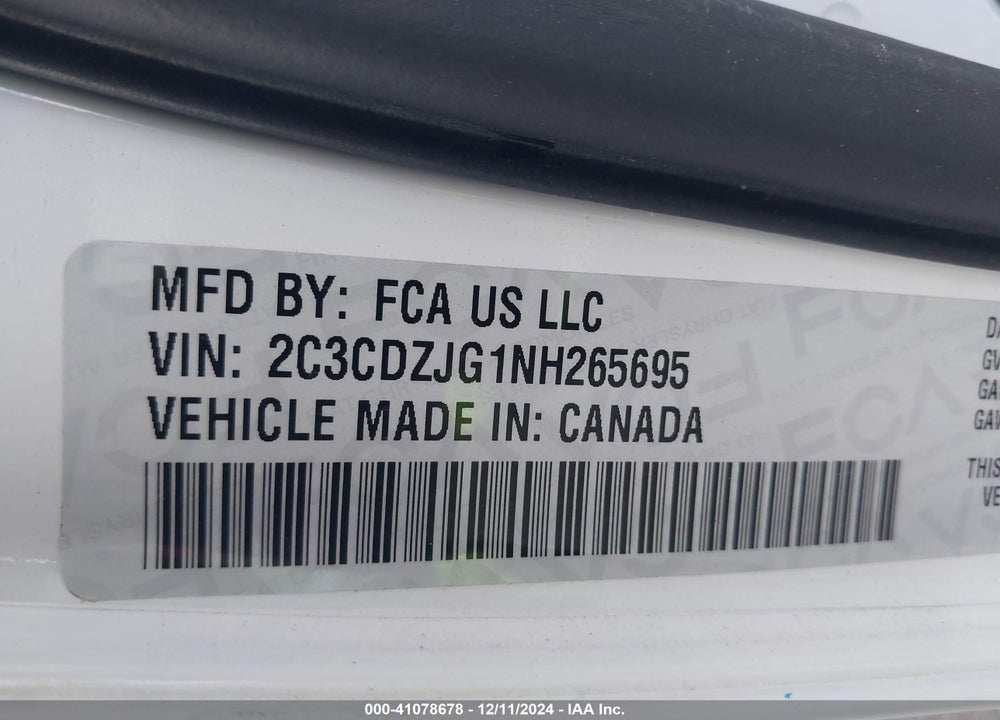 2022 DODGE CHALLENGER GT VIN: 2C3CDZJG1NH265695
