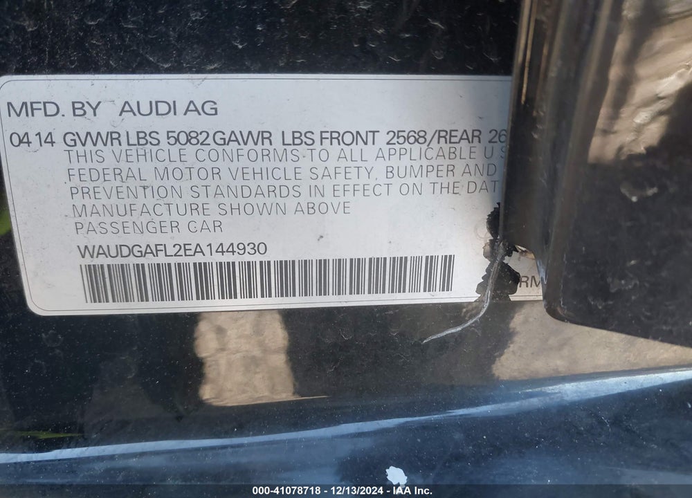 2014 AUDI S4 3.0T PREMIUM PLUS VIN: WAUDGAFL2EA144930