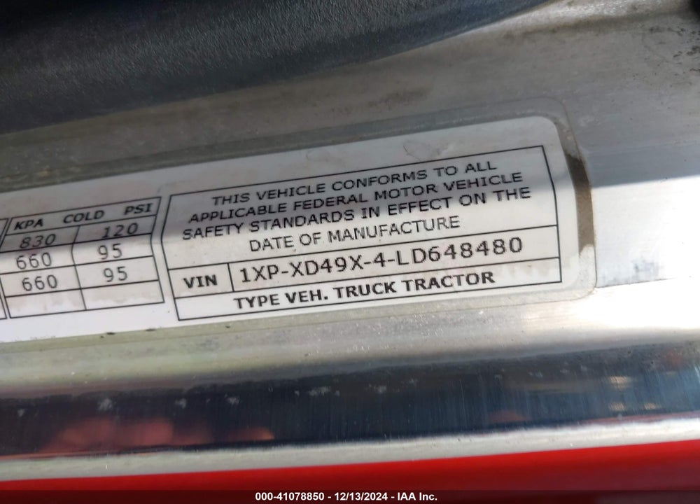 2020 PETERBILT 389 VIN: 1XPXD49X4LD648480