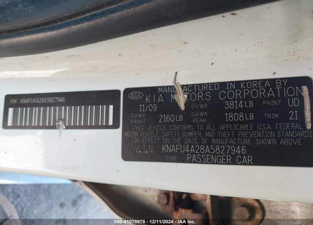 2010 KIA FORTE EX VIN: KNAFU4A28A5827946