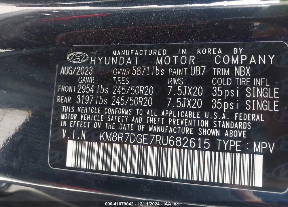 2024 HYUNDAI PALISADE CALLIGRAPHY VIN: KM8R7DGE7RU682615