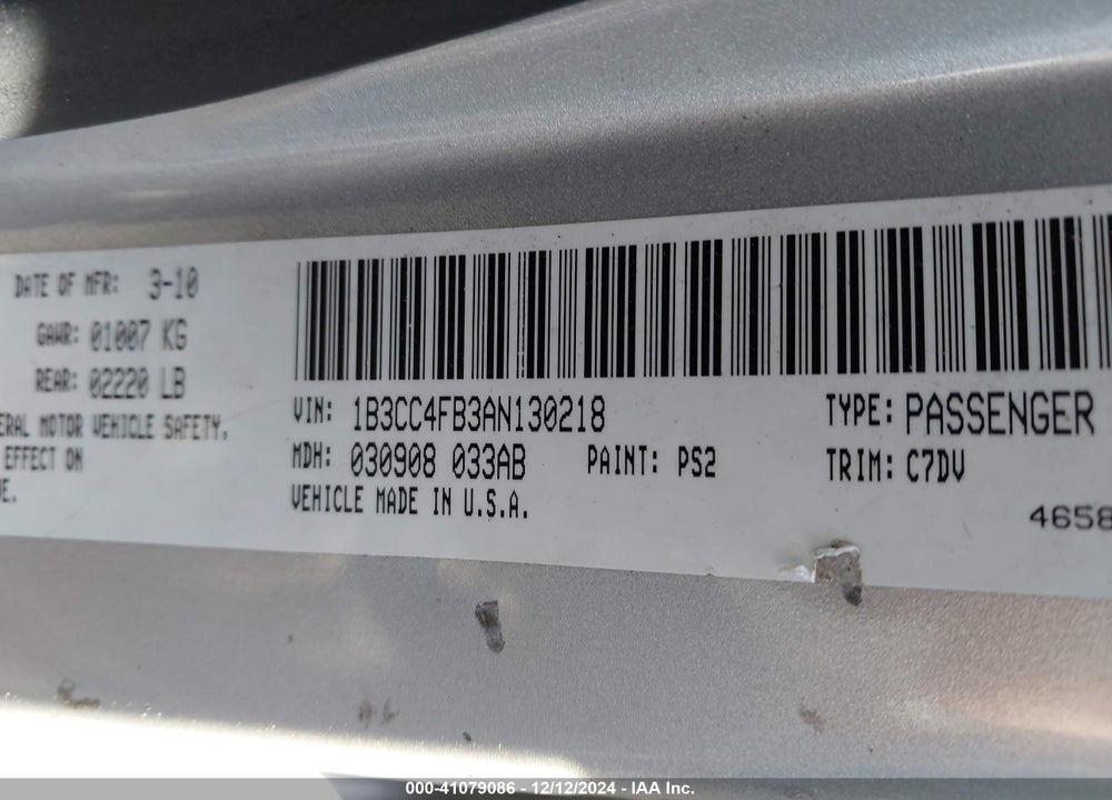2010 DODGE AVENGER SXT VIN: 1B3CC4FB3AN130218