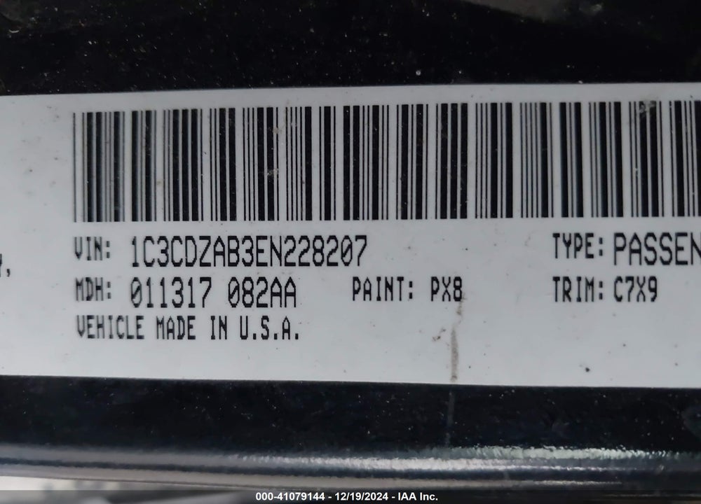 2014 DODGE AVENGER SE VIN: 1C3CDZAB3EN228207