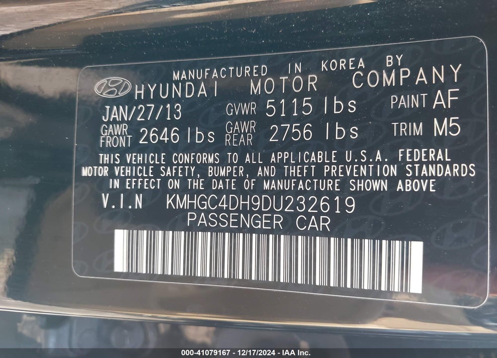 2013 HYUNDAI GENESIS 5.0 R-SPEC VIN: KMHGC4DH9DU232619
