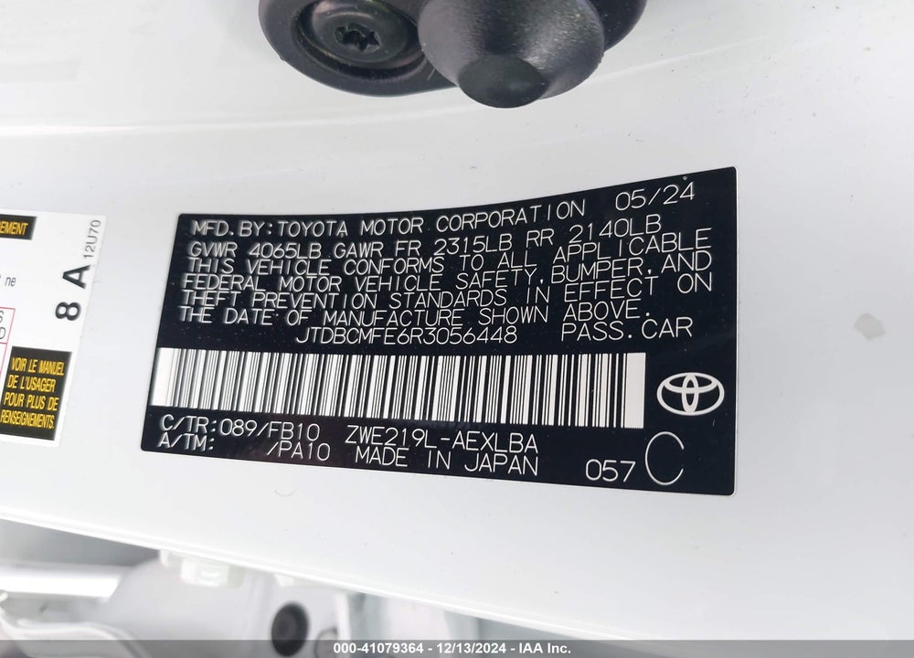 2024 TOYOTA COROLLA VIN: JTDBCMFE6R3056448