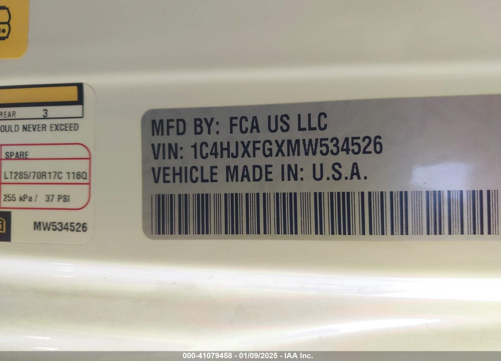 2021 JEEP WRANGLER UNLIMITED RUBICON 4X4 VIN: 1C4HJXFGXMW534526