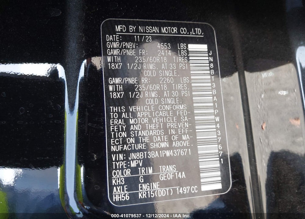 2023 NISSAN ROGUE VIN: JN8BT3BA1PW437671