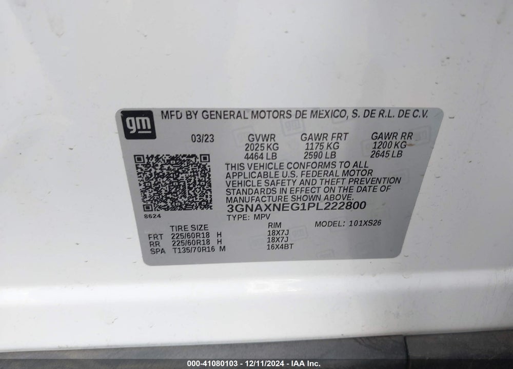 2023 CHEVROLET EQUINOX FWD PREMIER VIN: 3GNAXNEG1PL222800