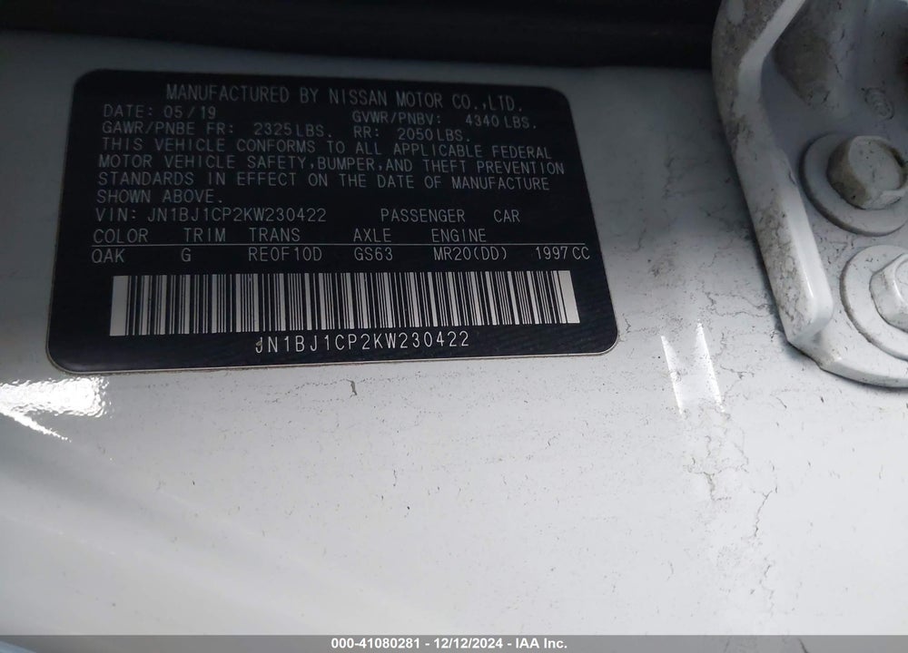 2019 NISSAN ROGUE SPORT S VIN: JN1BJ1CP2KW230422