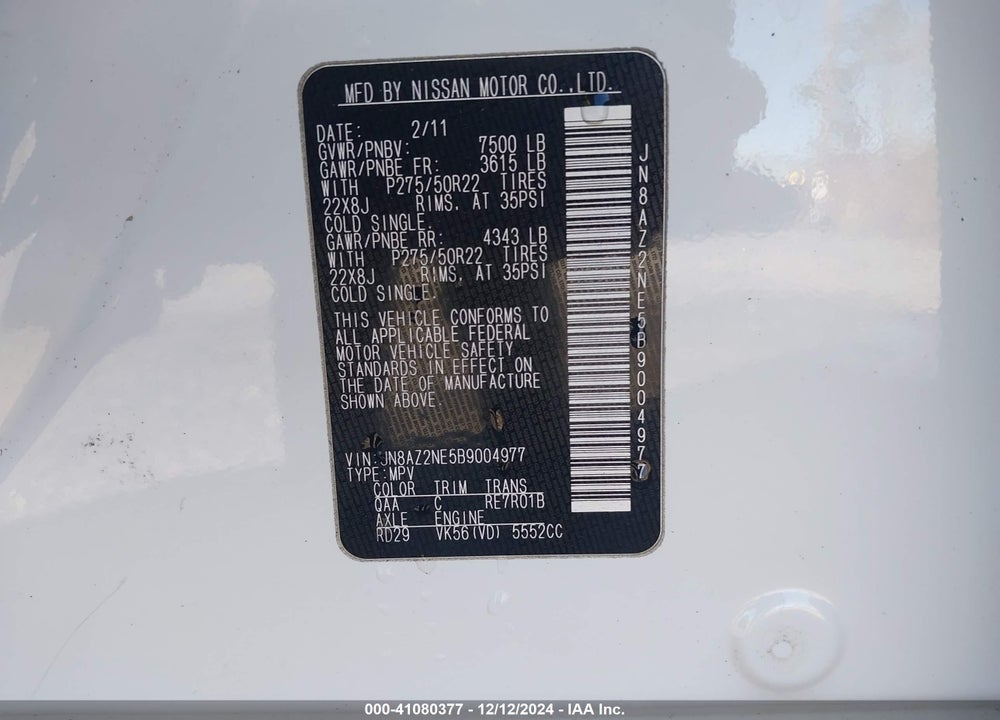 2011 INFINITI QX56 VIN: JN8AZ2NE5B9004977