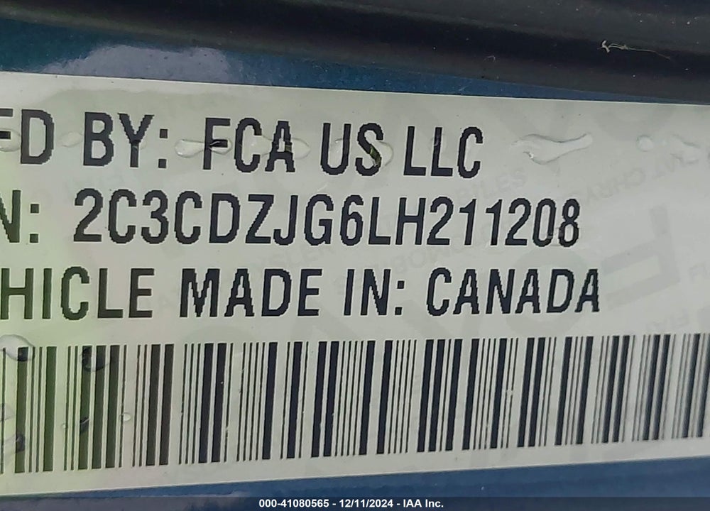 2020 DODGE CHALLENGER GT VIN: 2C3CDZJG6LH211208