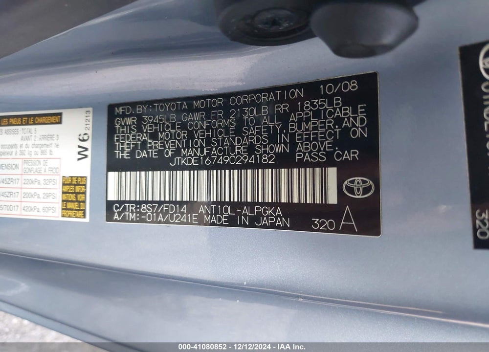 2009 SCION TC VIN: JTKDE167490294182