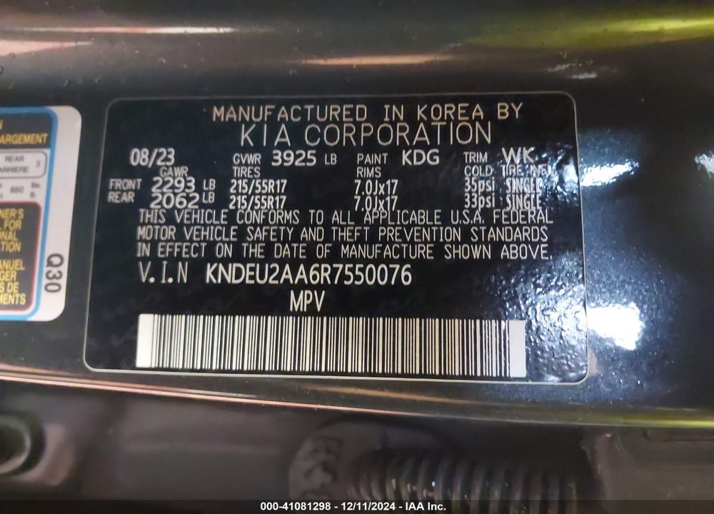 2024 KIA SELTOS S VIN: KNDEU2AA6R7550076
