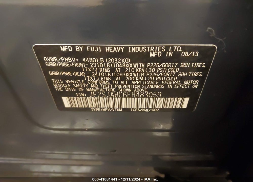 2014 SUBARU FORESTER 2.5I LIMITED VIN: JF2SJAHC6EH483059