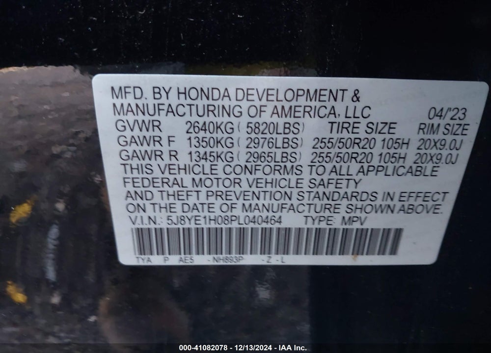 2023 ACURA MDX A-SPEC VIN: 5J8YE1H08PL040464