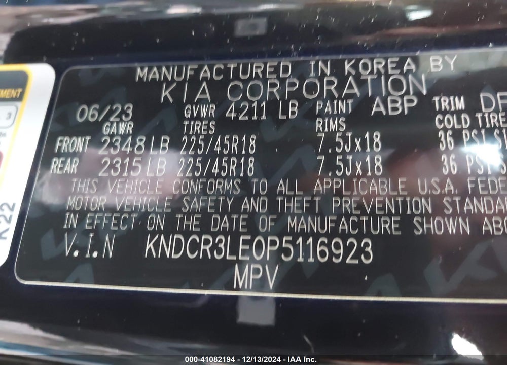 2023 KIA NIRO EX TOURING VIN: KNDCR3LE0P5116923