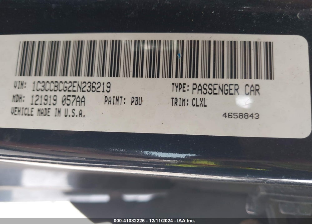 2014 CHRYSLER 200 LIMITED VIN: 1C3CCBCG2EN236219
