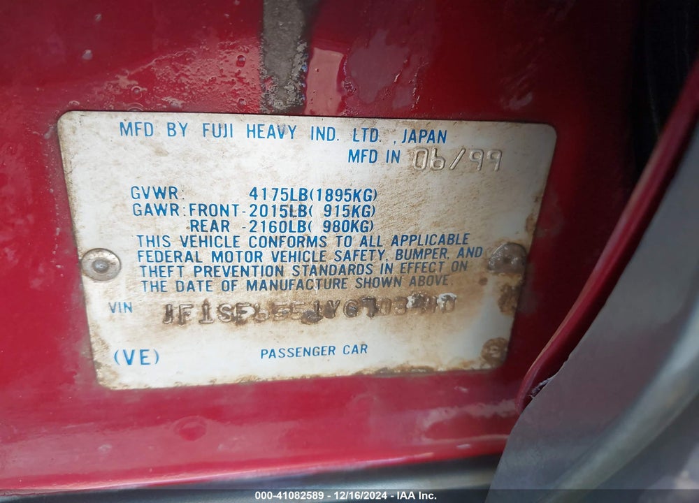 2000 SUBARU FORESTER S VIN: JF1SF6551YG703940
