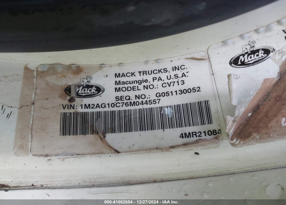 2006 MACK CV713 CV700 VIN: 1M2AG10C76M044557