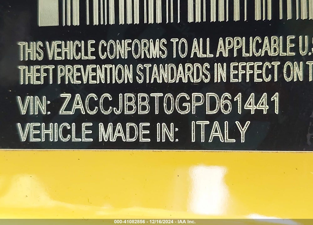 2016 JEEP RENEGADE LATITUDE VIN: ZACCJBBT0GPD61441