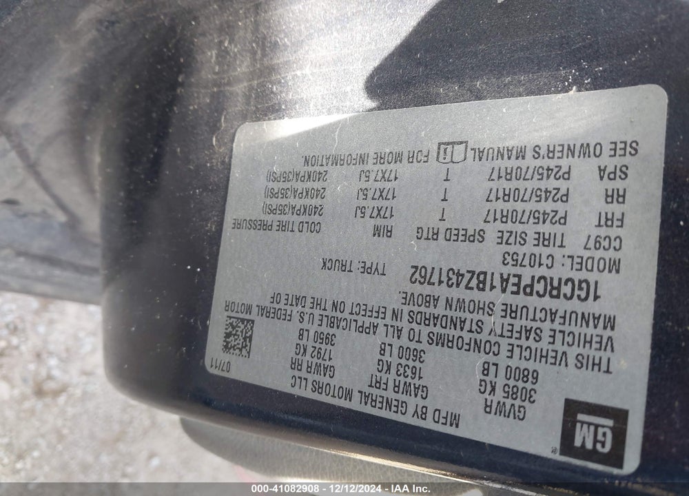 2011 CHEVROLET SILVERADO VIN: 1GCRCPEA1BZ431762