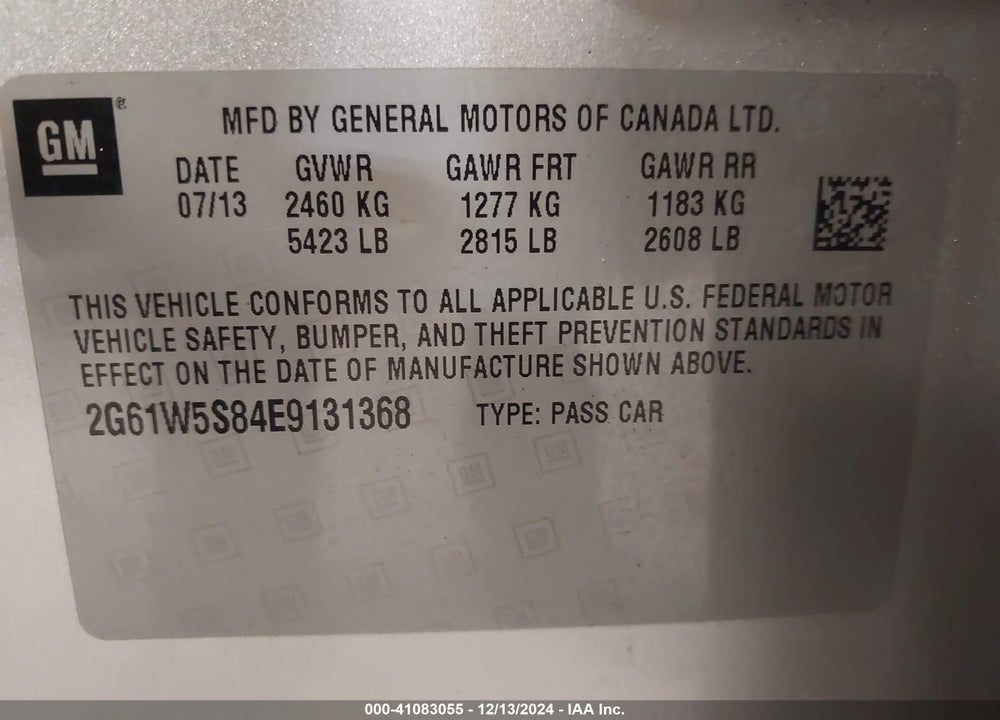 2014 CADILLAC XTS VSPORT PLATINUM VIN: 2G61W5S84E9131368
