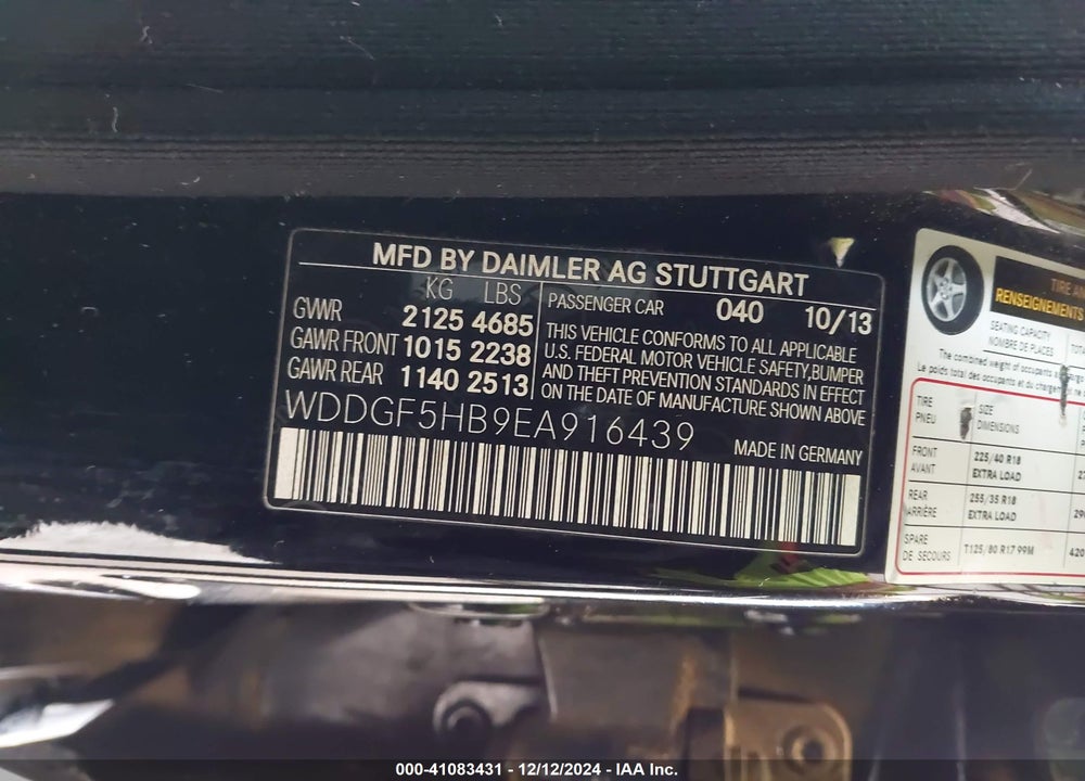 2014 MERCEDES-BENZ C 350 SPORT VIN: WDDGF5HB9EA916439