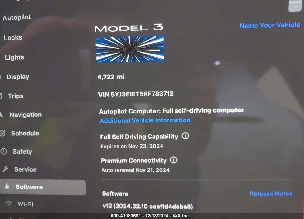 2024 TESLA MODEL 3 VIN: 5YJ3E1ET5RF783712