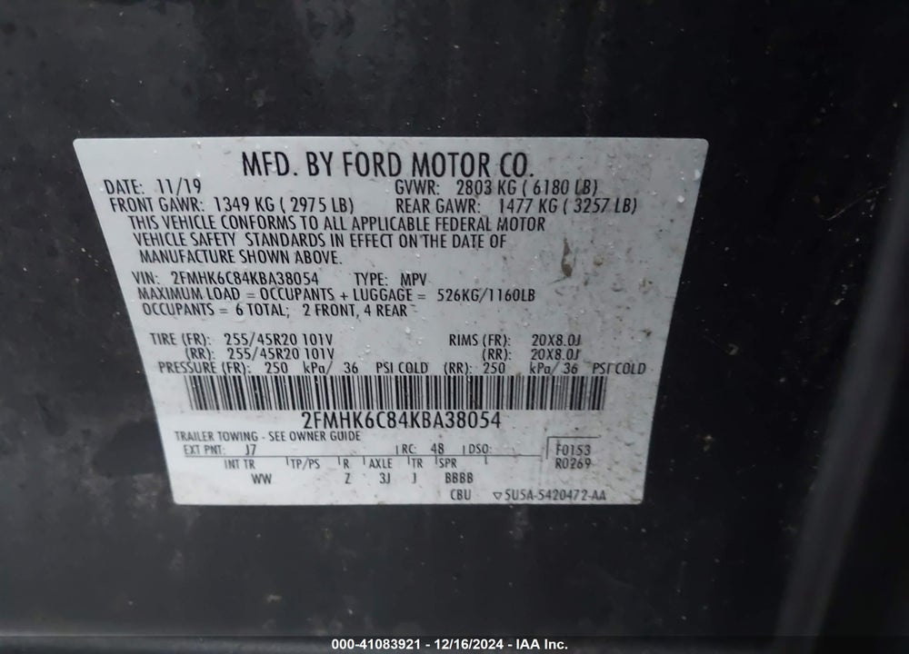 2019 FORD FLEX VIN: 2FMHK6C84KBA38054