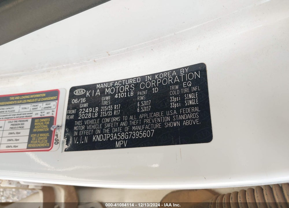 2016 KIA SOUL VIN: KNDJP3A58G7395607