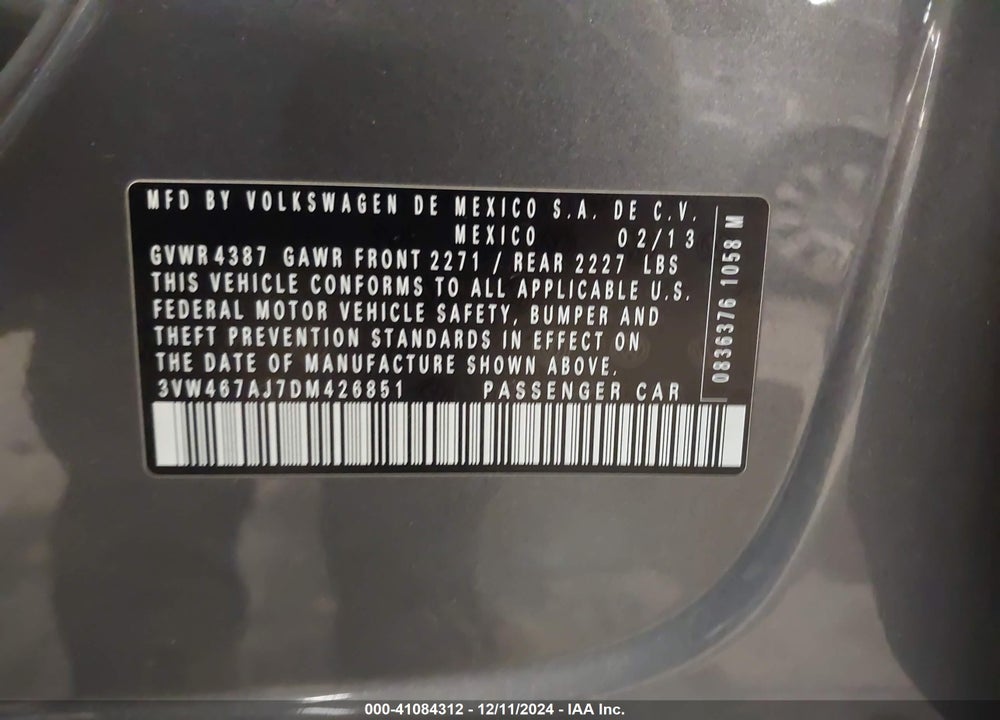 2013 VOLKSWAGEN JETTA GLI AUTOBAHN W/NAV VIN: 3VW467AJ7DM426851