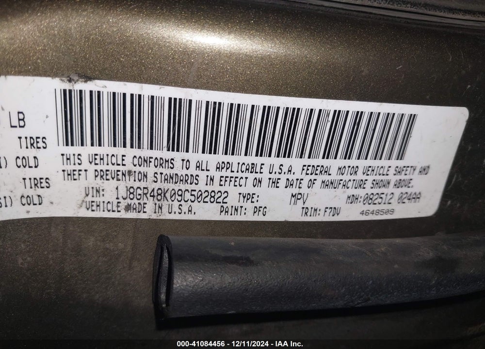 2009 JEEP GRAND CHEROKEE LAREDO VIN: 1J8GR48K09C502822