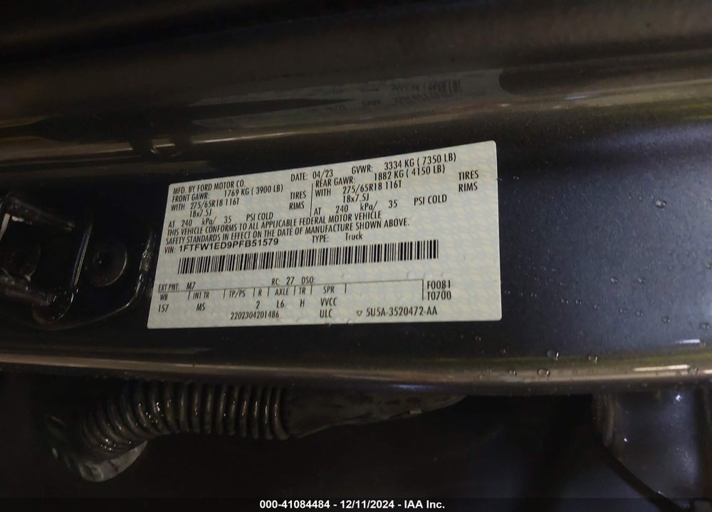 2023 FORD F-150 XLT VIN: 1FTFW1ED9PFB51579