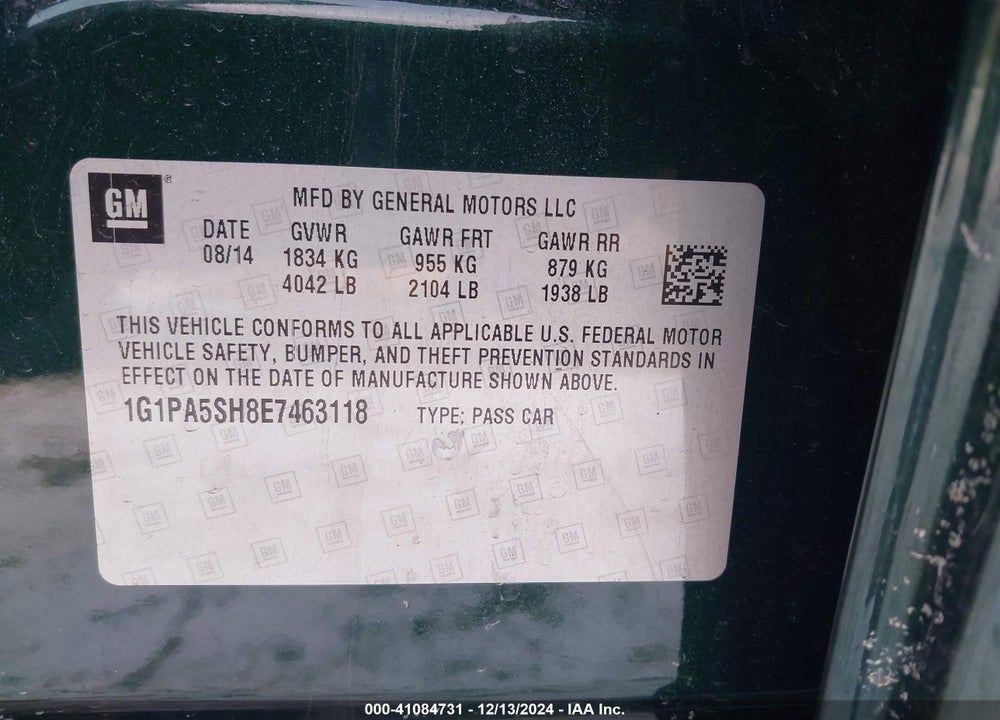 2014 CHEVROLET CRUZE LS AUTO VIN: 1G1PA5SH8E7463118