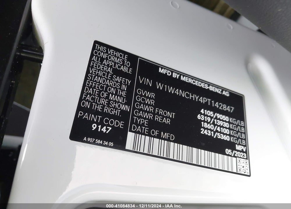 2023 MERCEDES-BENZ SPRINTER 2500 HIGH ROOF 4-CYL DIESEL HO VIN: W1W4NCHY4PT142847