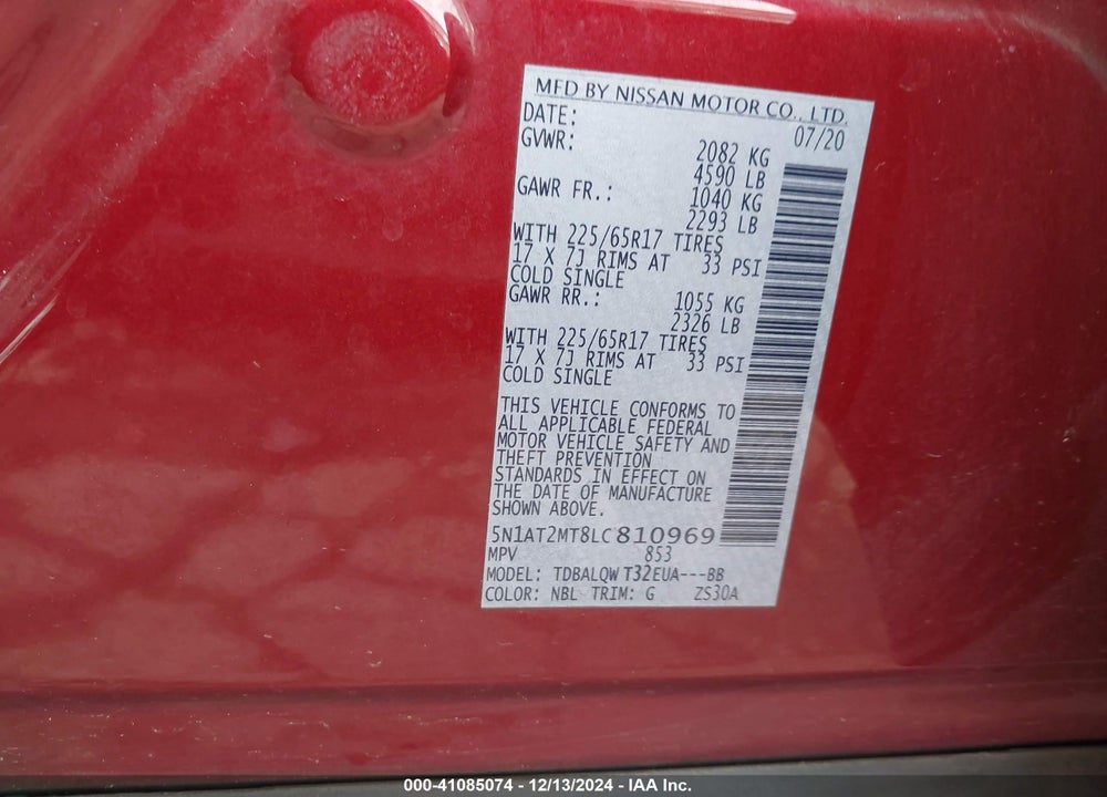 2020 NISSAN ROGUE VIN: 5N1AT2MT8LC810969