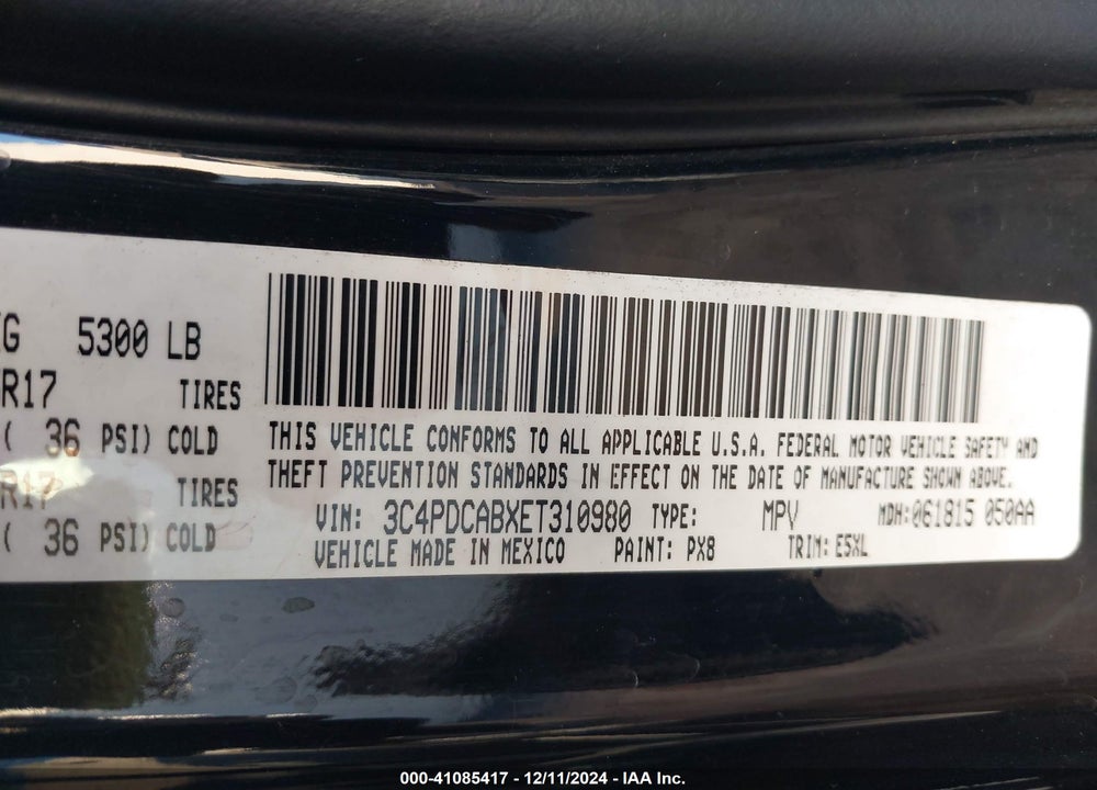2014 DODGE JOURNEY AMERICAN VALUE PKG VIN: 3C4PDCABXET310980