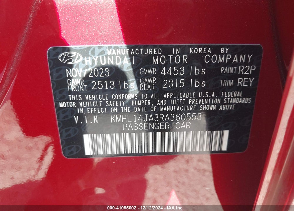 2024 HYUNDAI SONATA SEL VIN: KMHL14JA3RA360553
