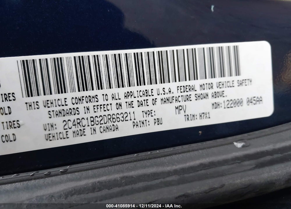 2013 CHRYSLER TOWN & COUNTRY TOURING VIN: 2C4RC1BG2DR663211