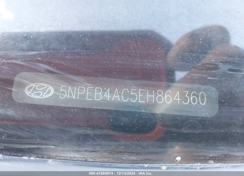 2014 HYUNDAI SONATA GLS VIN: 5NPEB4AC5EH864360