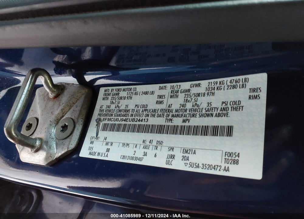 2014 FORD ESCAPE TITANIUM VIN: 1FMCU0J94EUB24413