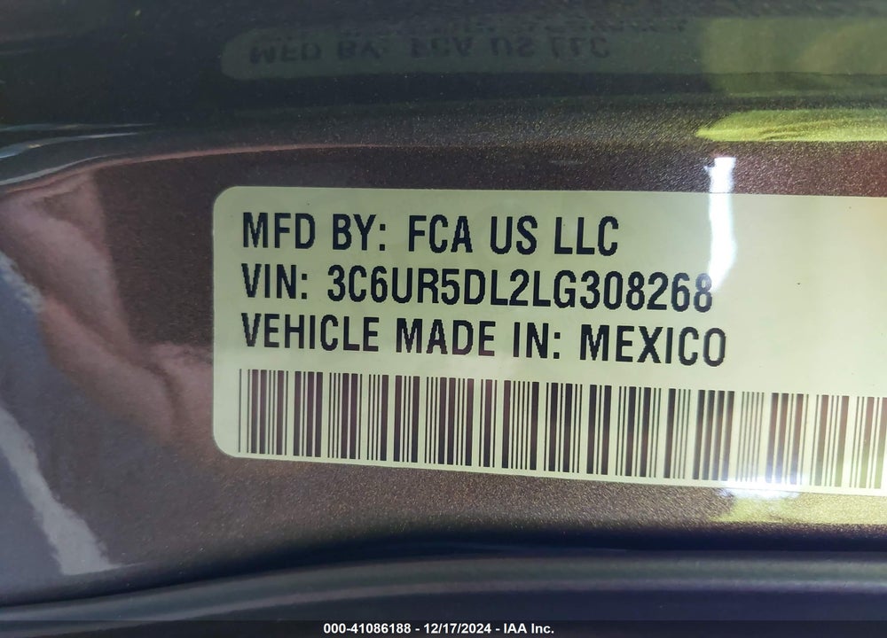 2020 RAM 2500 VIN: 3C6UR5DL2LG308268
