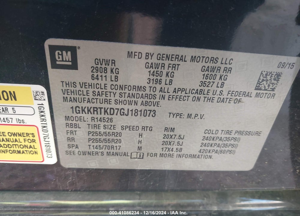 2016 GMC ACADIA DENALI VIN: 1GKKRTKD7GJ181073