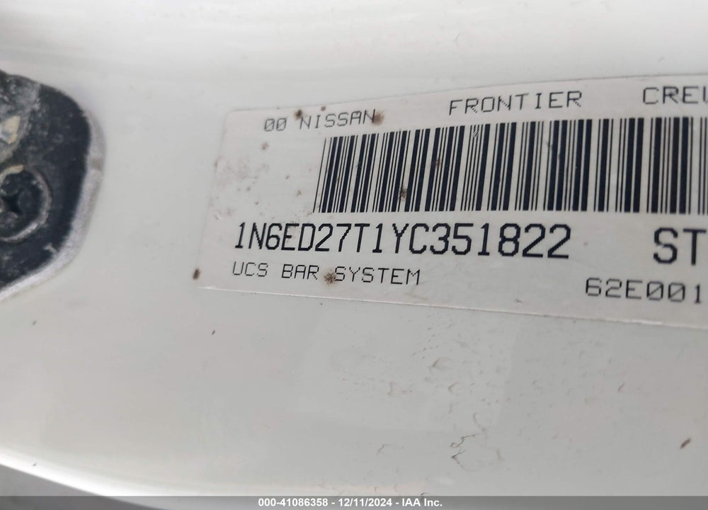 2000 NISSAN FRONTIER SE-V6/XE-V6 VIN: 1N6ED27T1YC351822
