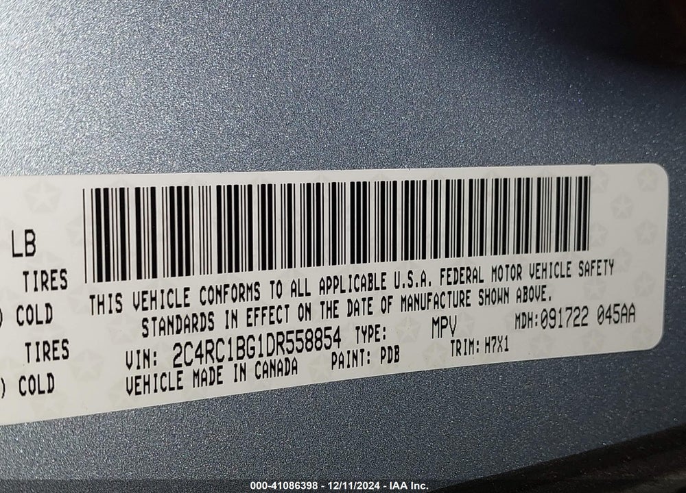 2013 CHRYSLER TOWN & COUNTRY TOURING VIN: 2C4RC1BG1DR558854