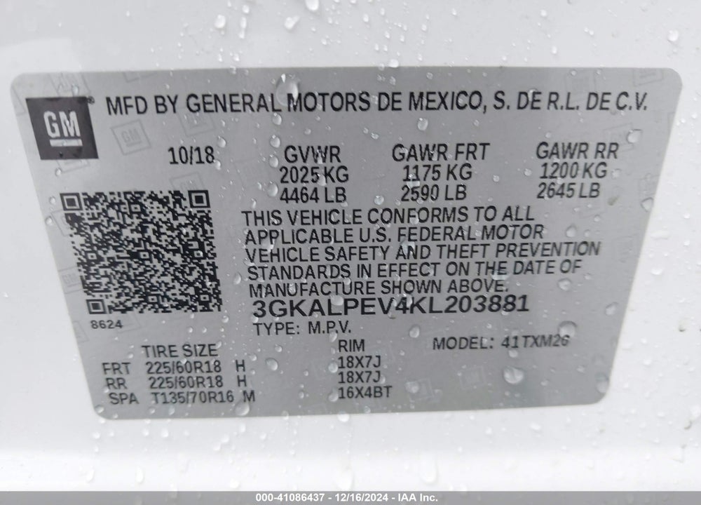 2019 GMC TERRAIN SLT VIN: 3GKALPEV4KL203881