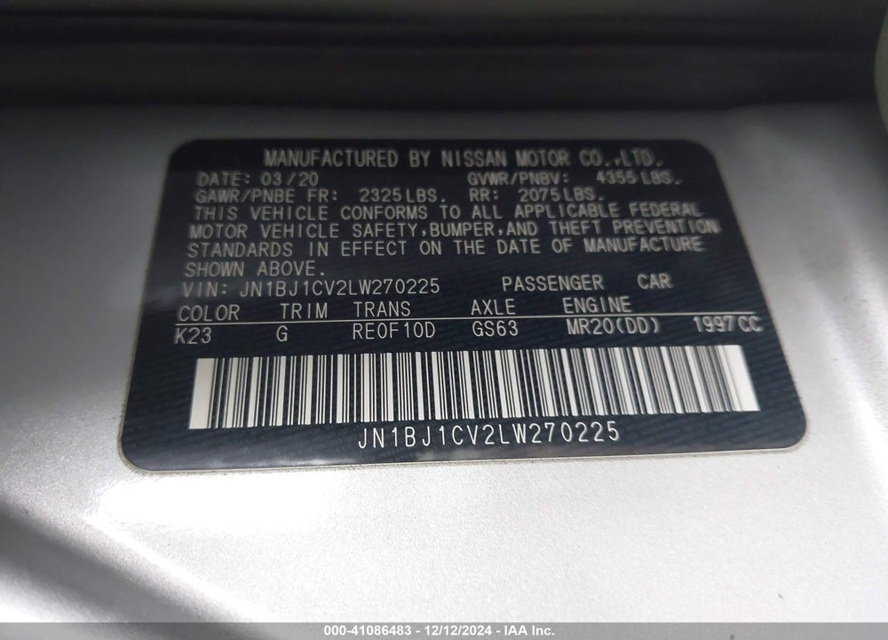 2020 NISSAN ROGUE SPORT S FWD XTRONIC CVT VIN: JN1BJ1CV2LW270225