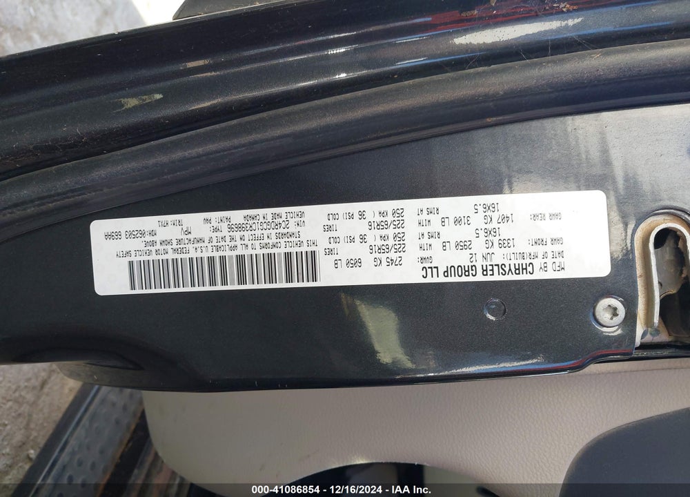 2012 DODGE GRAND CARAVAN SXT VIN: 2C4RDGCG1CR398696