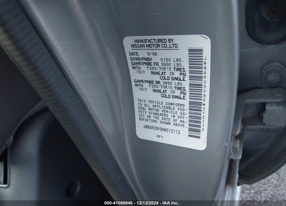 1999 NISSAN PATHFINDER LE/SE/XE VIN: JN8AR05Y9XW312113